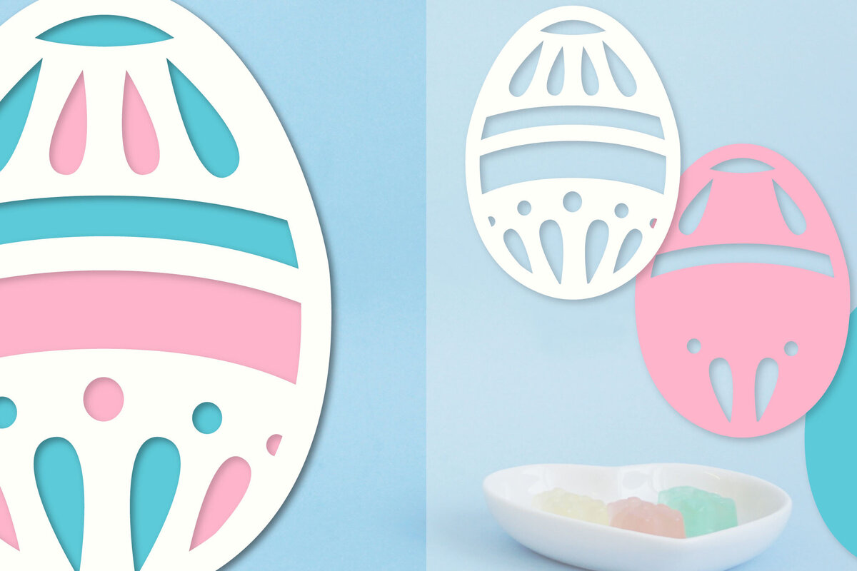 Σετ των 2 Intra απο ξύλο plywood 3mm-4mm πάχος - Πασχαλινό αυγό με στρώσεις Papercut  Δίασταση 15x15 cm INTRAFABR-91569735