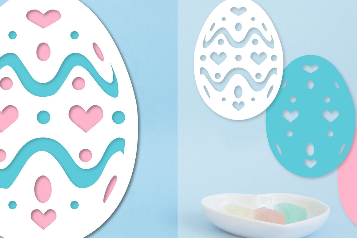 Σετ των 2 Intra απο ξύλο plywood 3mm-4mm πάχος - Πασχαλινό αυγό με στρώσεις Papercut  Δίασταση 15x15 cm INTRAFABR-91569805