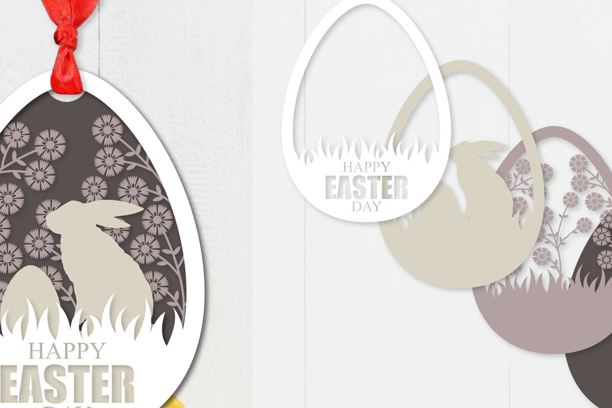 Σετ των 2 Intra απο ξύλο plywood 3mm-4mm πάχος - Πασχαλινό αυγό με στρώσεις Papercut  Δίασταση 15x15 cm INTRAFABR-91838786