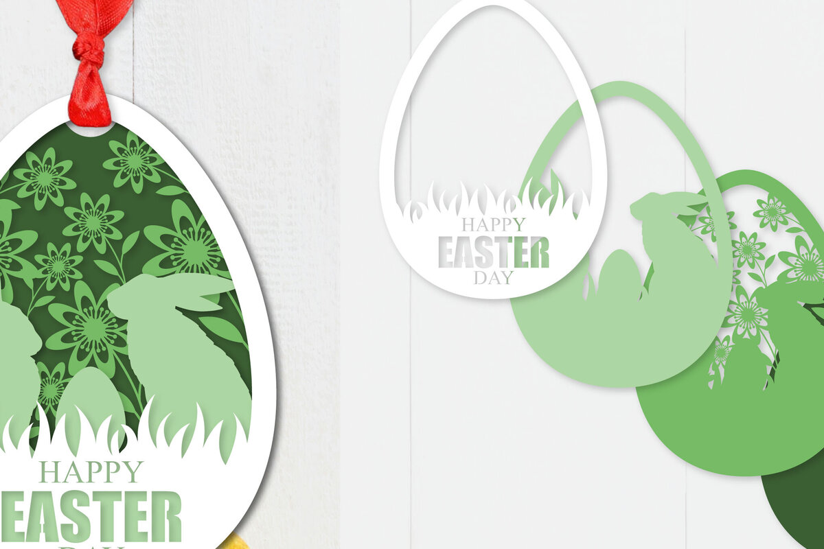 Σετ των 2 Intra απο ξύλο plywood 3mm-4mm πάχος - Πασχαλινό αυγό με στρώσεις Papercut  Δίασταση 15x15 cm INTRAFABR-91875762