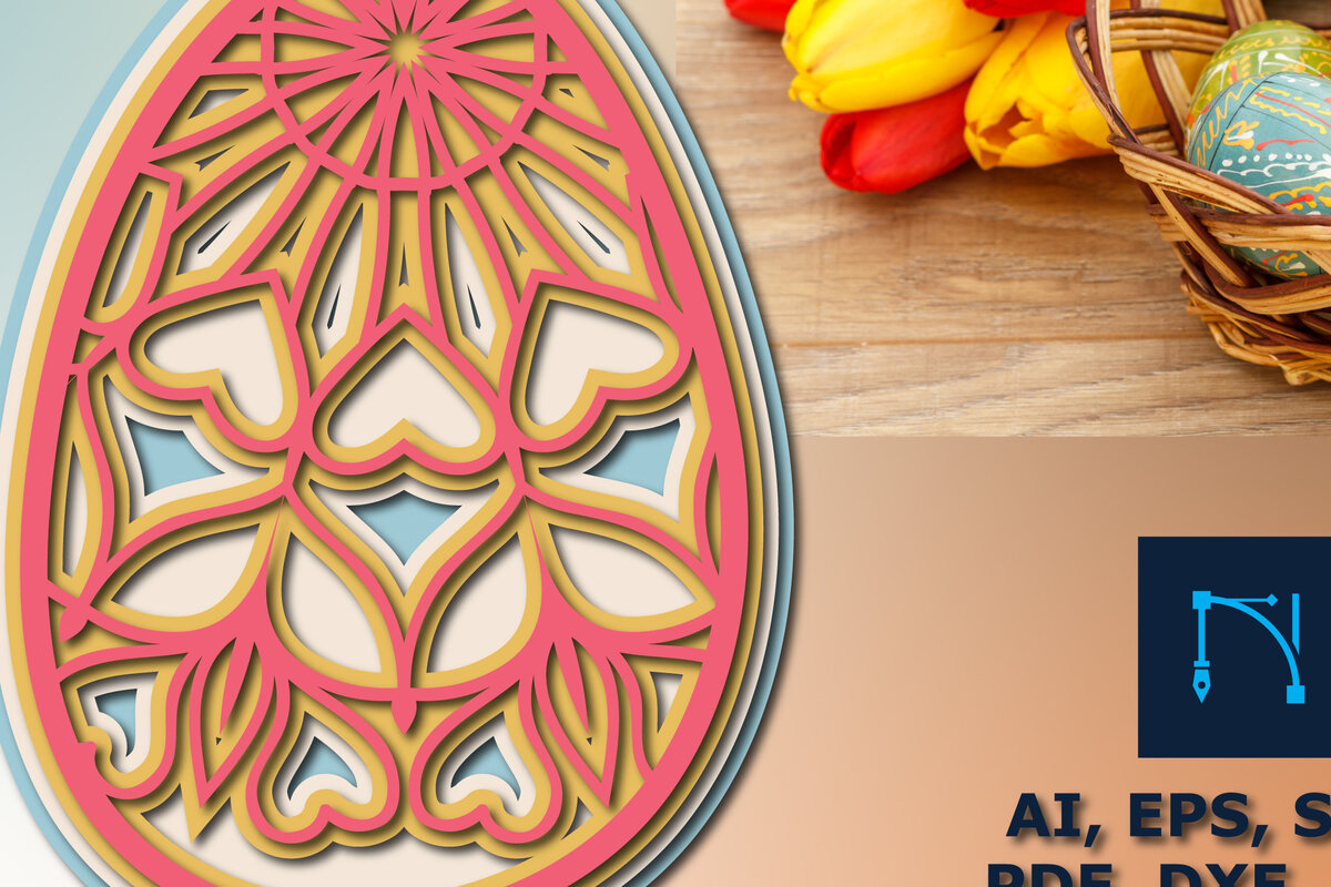 Σετ των 2 Intra απο ξύλο plywood 3mm-4mm πάχος - Πασχαλινό αυγό Πολυστρωματικό  κοπής  Δίασταση 15x15 cm INTRAFABR-24757036