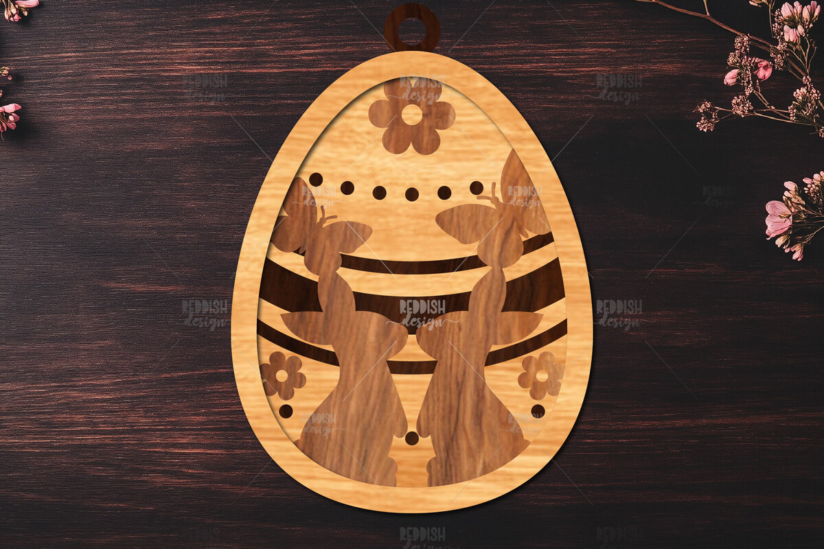 Σετ των 3 Intra απο ξύλο plywood 3mm-4mm πάχος -  κοπής με λέιζερ στολίδι Πασχαλινό αυγό Δίασταση 6x6 cm INTRAFABR-117337768