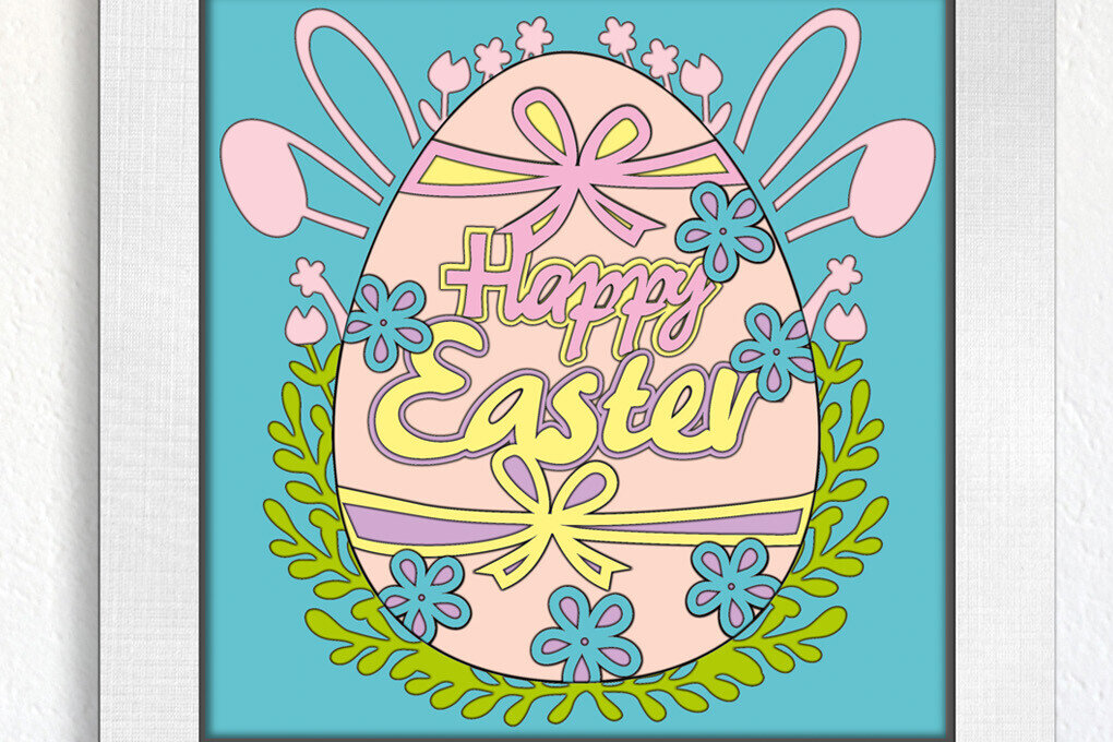 Σετ των 2 Intra απο ξύλο plywood 3mm-4mm πάχος - Easter Egg Shadowbox  Paper Project Δίασταση 15x15 cm INTRAFABR-103587694