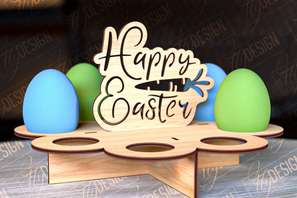 Σετ των 2 Intra απο ξύλο plywood 3mm-4mm πάχος - Πασχαλινό Αυγοστάσιο | με βάση αυγών Δίασταση 15x15 cm INTRAFABR-91989548