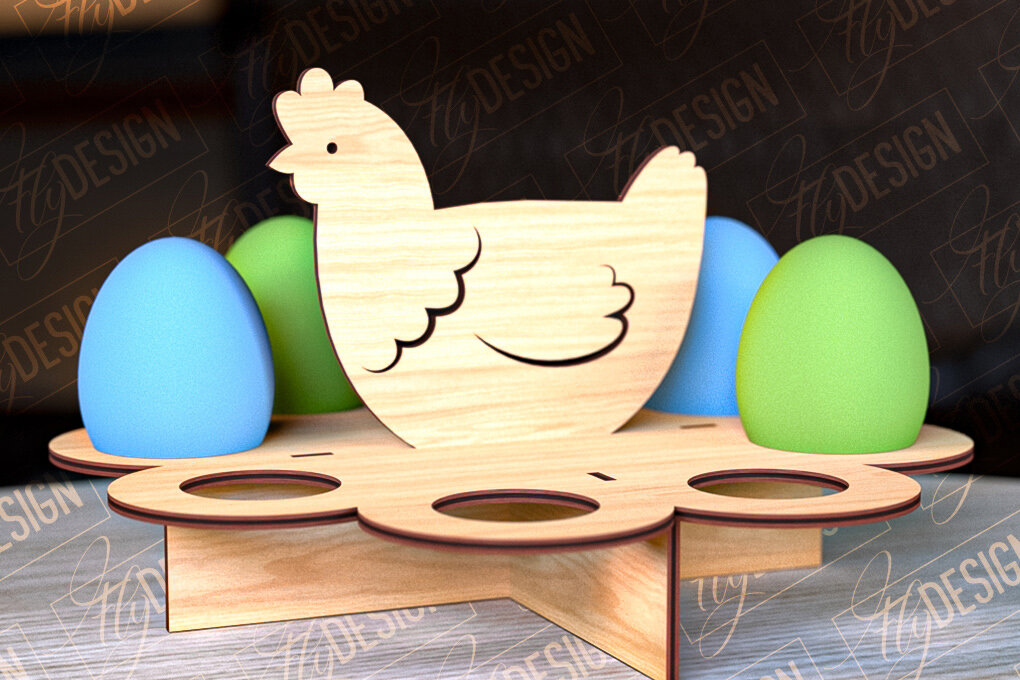 Σετ των 2 Intra απο ξύλο plywood 3mm-4mm πάχος - Πασχαλινό Αυγοστάσιο | με βάση αυγών Δίασταση 15x15 cm INTRAFABR-91988091