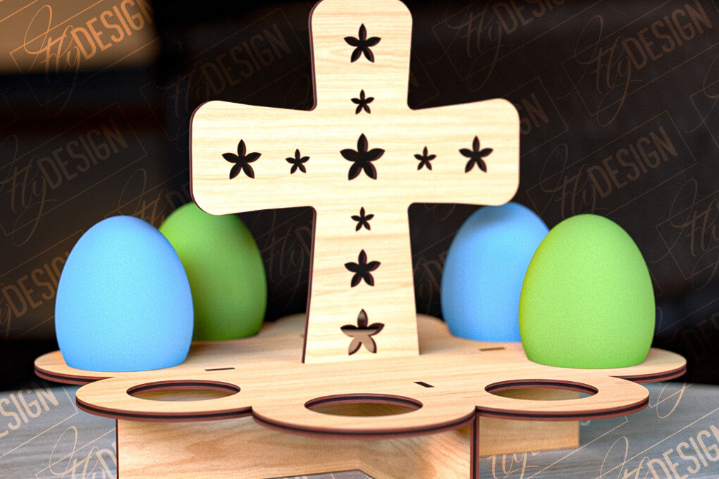 Σετ των 2 Intra απο ξύλο plywood 3mm-4mm πάχος - Πασχαλινό Αυγοστάσιο | με βάση αυγών Δίασταση 15x15 cm INTRAFABR-91988834