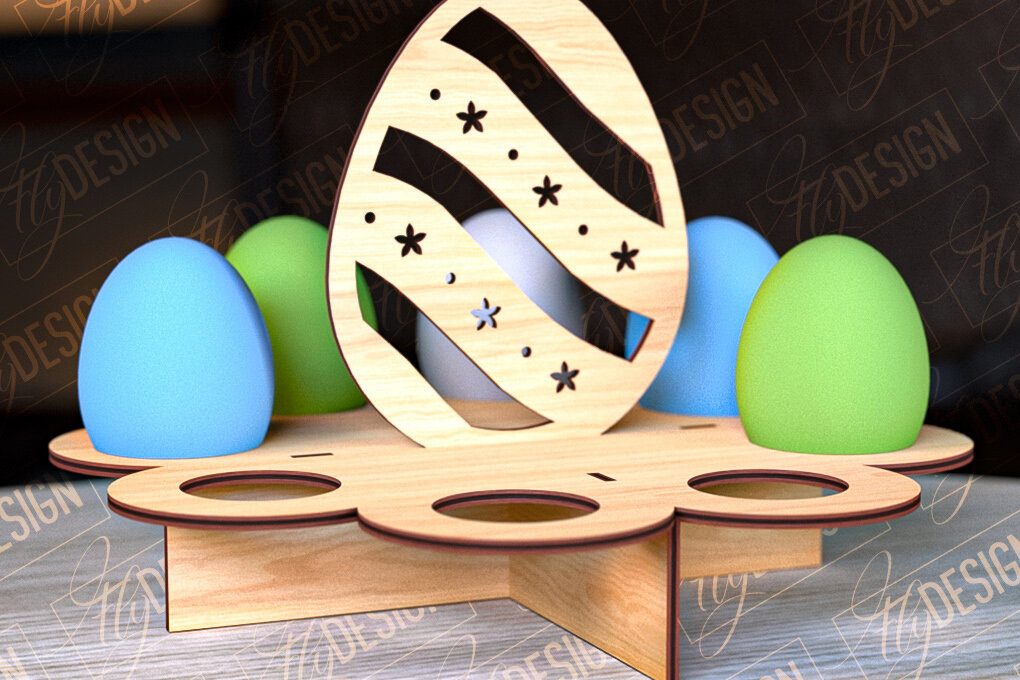 Σετ των 2 Intra απο ξύλο plywood 3mm-4mm πάχος - Πασχαλινό Αυγοστάσιο | με βάση αυγών Δίασταση 15x15 cm INTRAFABR-91989280