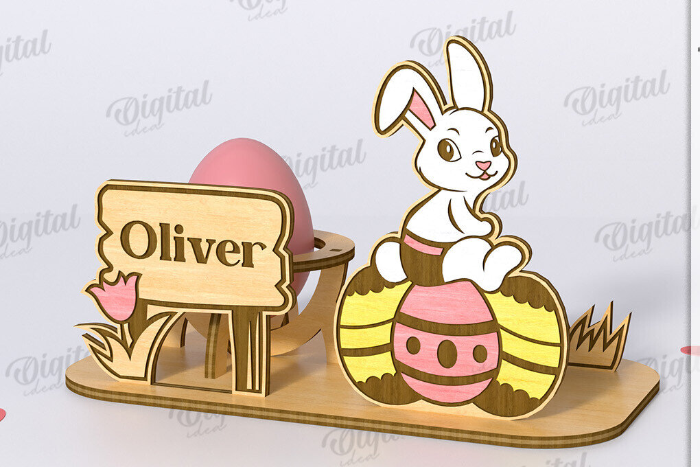 Σετ των 2 Intra απο ξύλο plywood 3mm-4mm πάχος - Πασχαλινό Αυγό Βάση LaserCut. 3D Αυγοθήκη Δίασταση 15x15 cm INTRAFABR-118209315