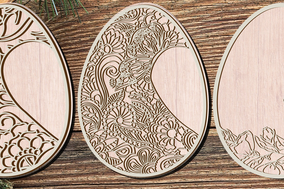 Σετ των 2 Intra απο ξύλο plywood 3mm-4mm πάχος - Πασχαλινό αυγό  Cut 3 Layer Bundle 879 Δίασταση 15x15 cm INTRAFABR-90425417