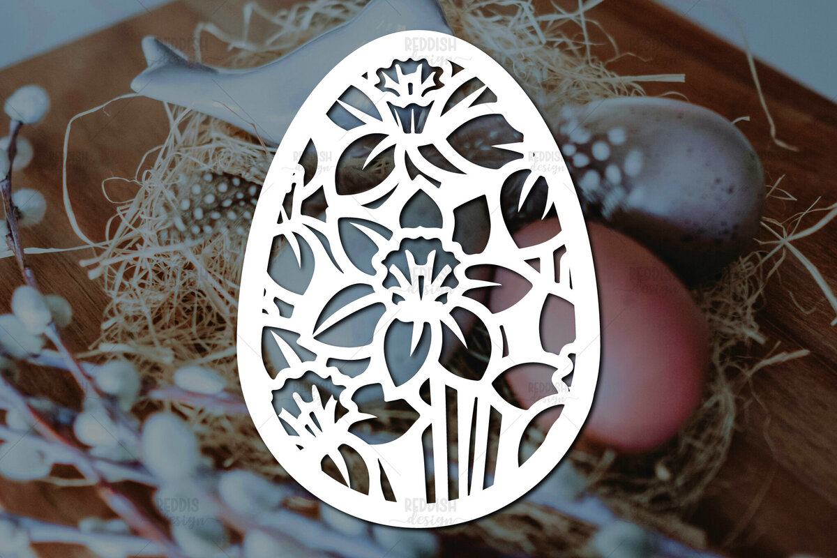 Σετ των 2 Intra απο ξύλο plywood 3mm-4mm πάχος - Πασχαλινό αυγό  I Σχέδιο  κοπής χαρτιού Δίασταση 15x15 cm INTRAFABR-115494239