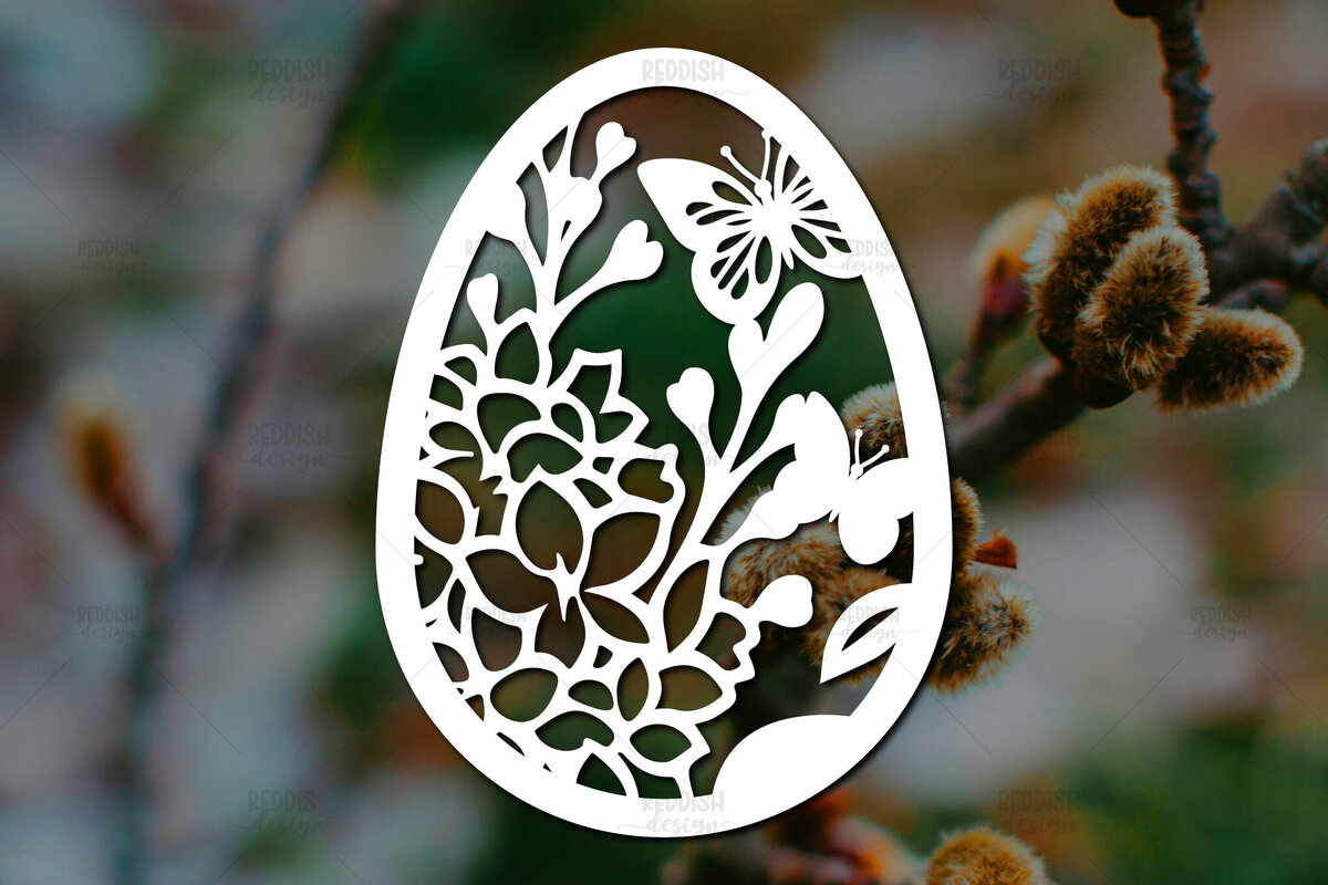 Σετ των 2 Intra απο ξύλο plywood 3mm-4mm πάχος - Πασχαλινό αυγό  I Σχέδιο  κοπής χαρτιού Δίασταση 15x15 cm INTRAFABR-115494324