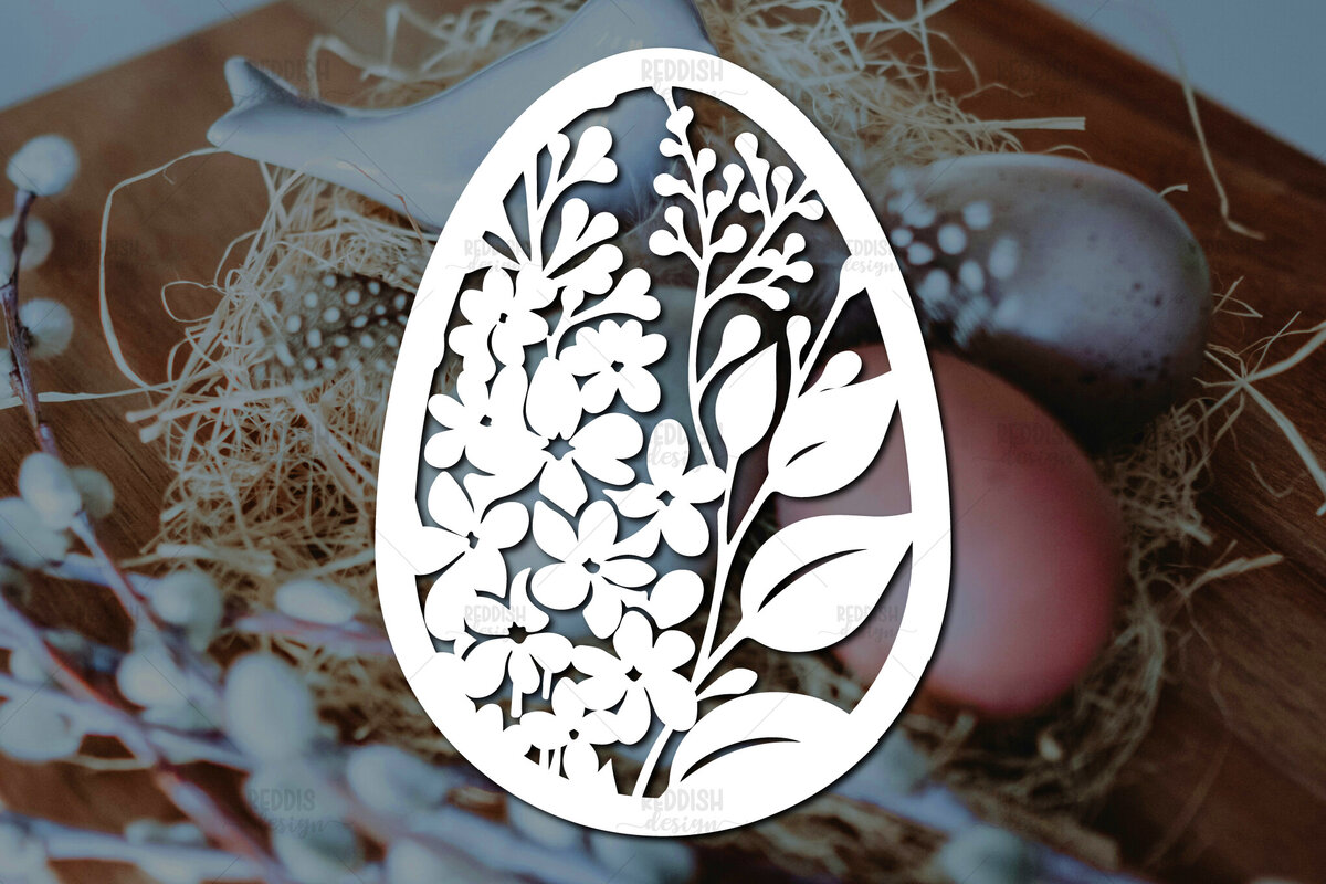 Σετ των 2 Intra απο ξύλο plywood 3mm-4mm πάχος - Πασχαλινό αυγό  I Σχέδιο  κοπής χαρτιού Δίασταση 15x15 cm INTRAFABR-115493994