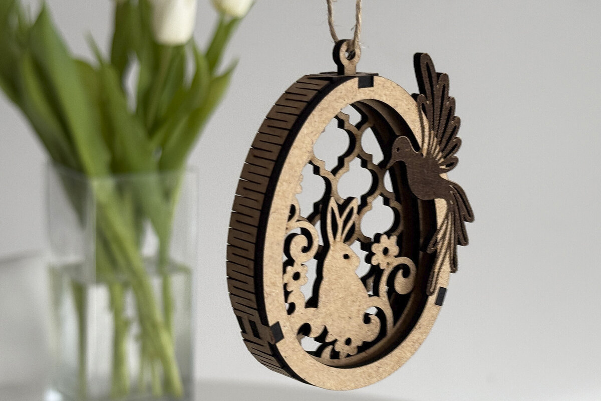 Σετ των 3 Intra απο ξύλο plywood 3mm-4mm πάχος - Πασχαλινό αυγό Δίασταση 5x3 cm INTRAFABR-118304428