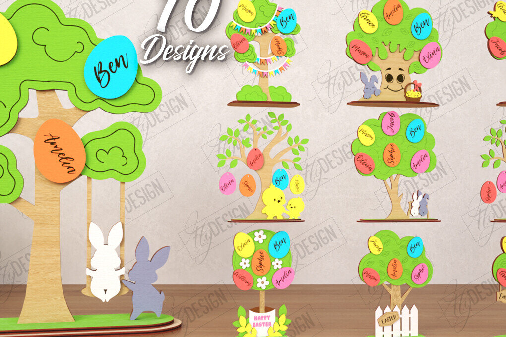 Σετ των 2 Intra απο ξύλο plywood 3mm-4mm πάχος - Πασχαλινό Αυγό Δέντρο | Οικογενειακό Δέντρο|CNC Δίασταση 15x15 cm INTRAFABR-118206107