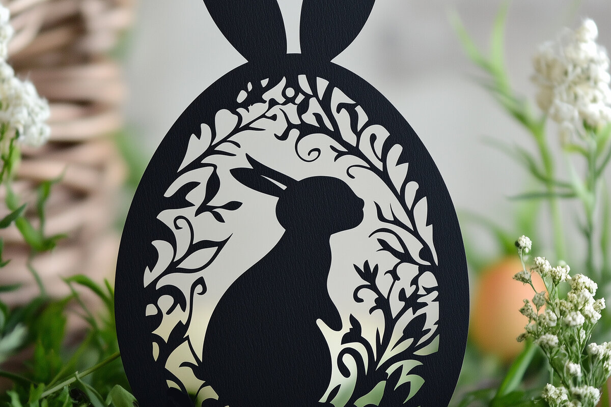 Σετ των 3 Intra απο ξύλο plywood 3mm-4mm πάχος - Πασχαλινό αυγό με κομμένο   λαγουδάκι Δίασταση 4x4 cm INTRAFABR-116471292