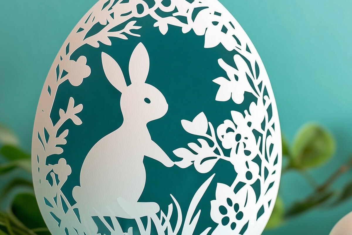 Σετ των 3 Intra απο ξύλο plywood 3mm-4mm πάχος - Πασχαλινό αυγό με κομμένο   λαγουδάκι Δίασταση 4x4 cm INTRAFABR-116507360