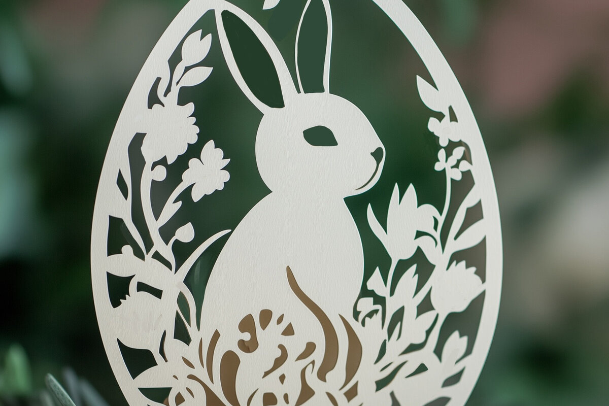 Σετ των 3 Intra απο ξύλο plywood 3mm-4mm πάχος - Πασχαλινό αυγό με κομμένο   λαγουδάκι Δίασταση 4x4 cm INTRAFABR-116469807