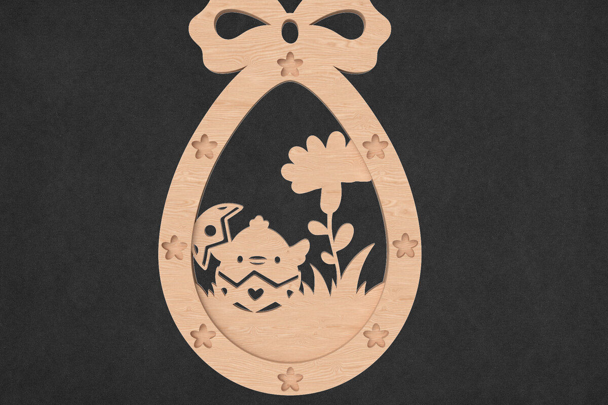 Σετ των 3 Intra απο ξύλο plywood 3mm-4mm πάχος - Πασχαλινό αυγό με νεοσσό εκκόλαψης  Δίασταση 4x4 cm INTRAFABR-117890336