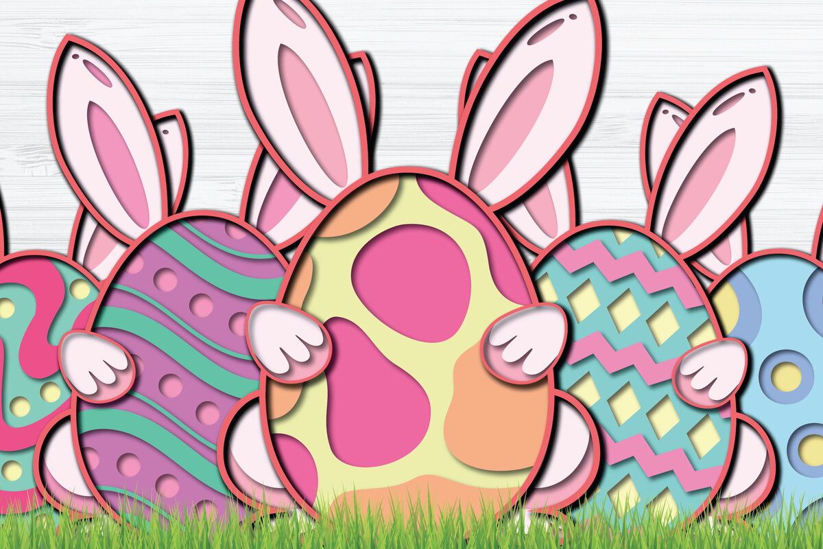 Σετ των 2 Intra απο ξύλο plywood 3mm-4mm πάχος - Πασχαλινά αυγά 3d Paper Cut   Δίασταση 1200x1200 cm INTRAFABR-27268442