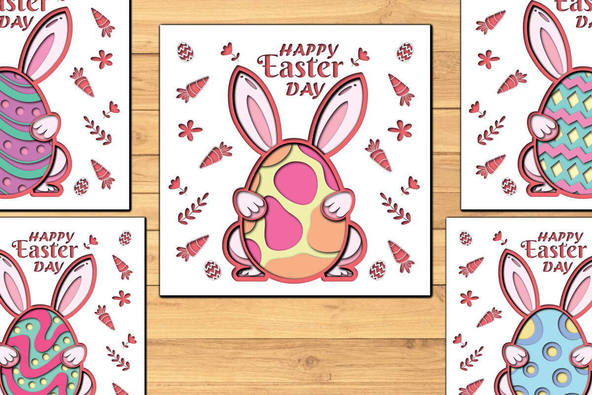 Σετ των 2 Intra απο ξύλο plywood 3mm-4mm πάχος - Πασχαλινά αυγά 3d Paper Cut   Δίασταση 1200x1200 cm INTRAFABR-65321901