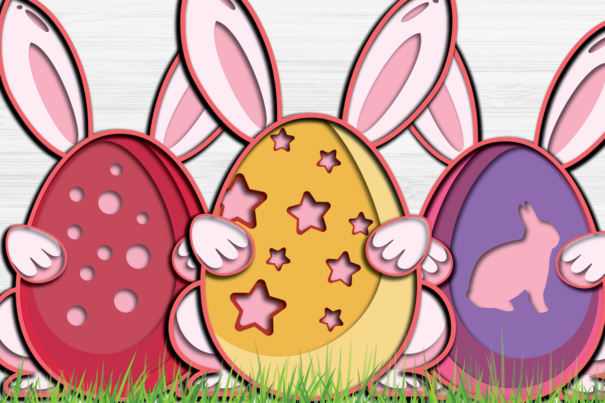 Σετ των 2 Intra απο ξύλο plywood 3mm-4mm πάχος - Πασχαλινά αυγά 3d Paper Cut   Δίασταση 1200x1200 cm INTRAFABR-28893588