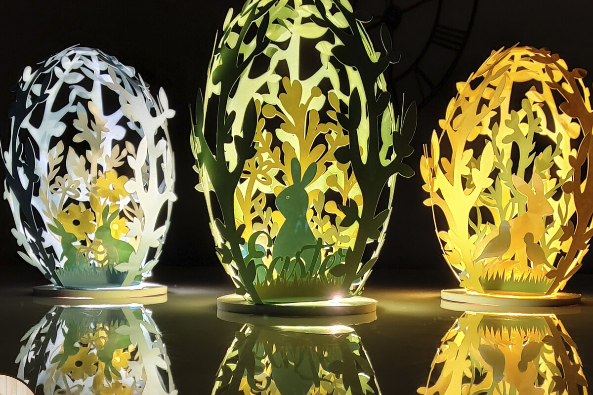 Σετ των 3 Intra απο ξύλο plywood 3mm-4mm πάχος - Πασχαλινά Αυγά Δέσμη Χαρτί κομμένα Δίασταση 5x3 cm INTRAFABR-59787425