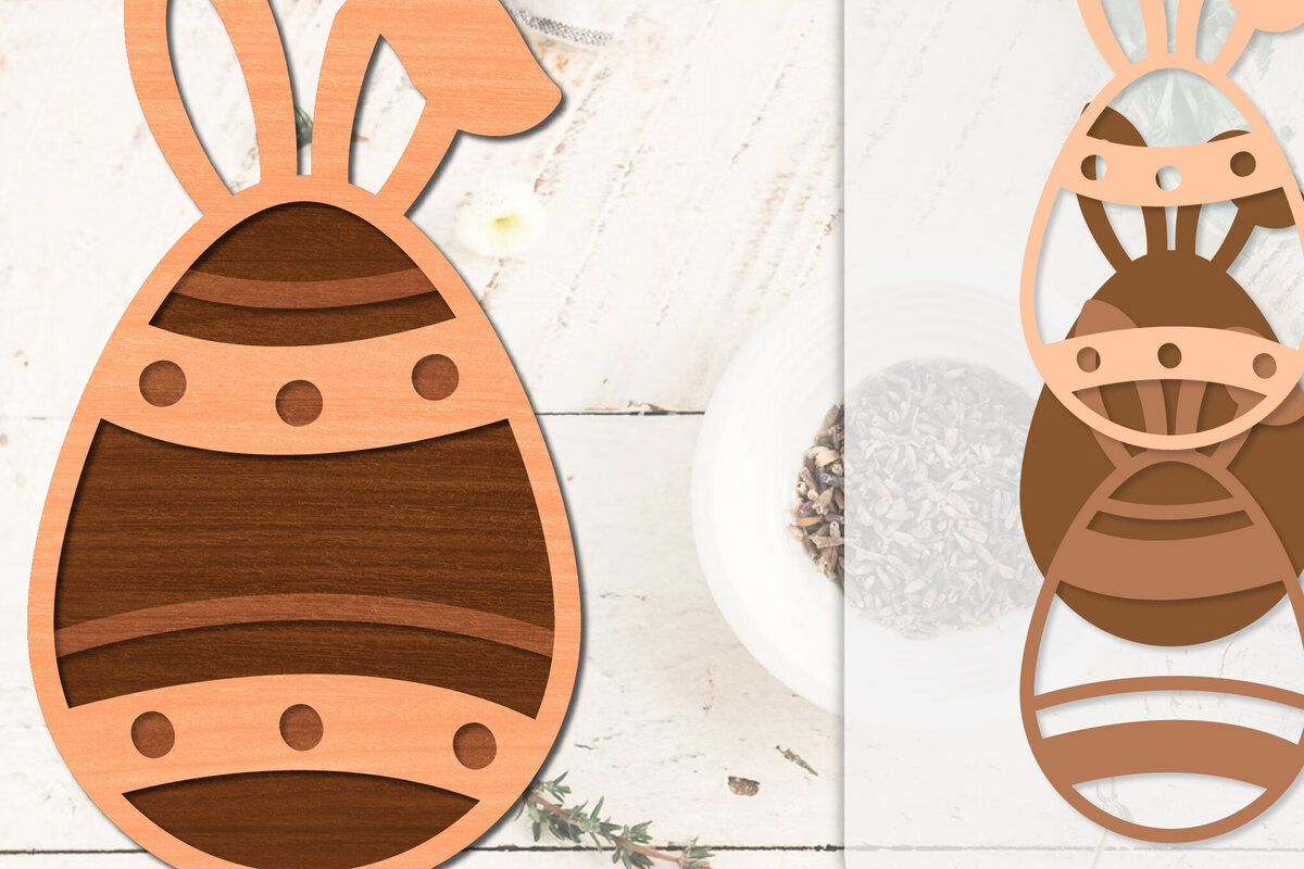 Σετ των 2 Intra απο ξύλο plywood 3mm-4mm πάχος - Πασχαλινά αυγά με λέιζερ Δίασταση 20x20 cm INTRAFABR-116011715