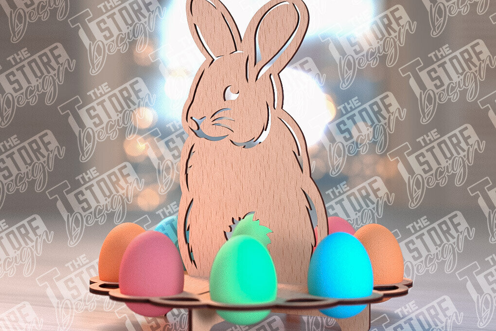 Σετ των 2 Intra απο ξύλο plywood 3mm-4mm πάχος - Πάσχα Αυγά Στάση | Αυγά Stand Κόψτε με λέιζερ Δίασταση 15x15 cm INTRAFABR-91497110