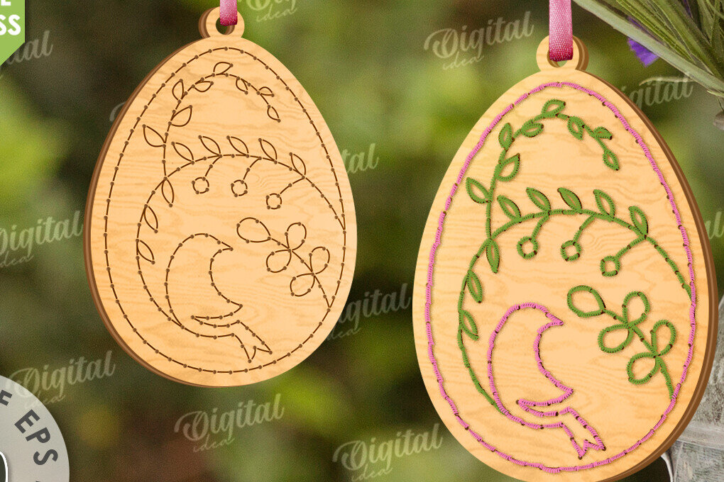 Σετ των 2 Intra απο ξύλο plywood 3mm-4mm πάχος - Πασχαλινά κενά κεντήματα με λέιζερ Δίασταση 15x15 cm INTRAFABR-117658818