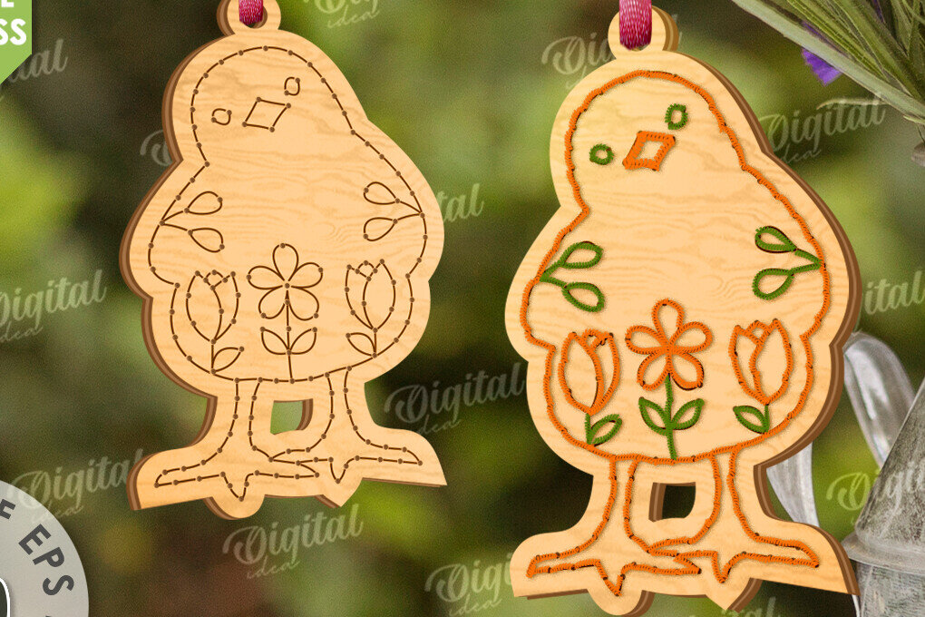 Σετ των 2 Intra απο ξύλο plywood 3mm-4mm πάχος - Πασχαλινά κενά κεντήματα με λέιζερ Δίασταση 15x15 cm INTRAFABR-117659517