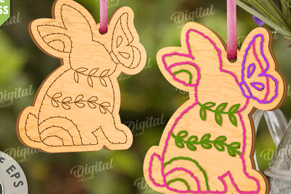 Σετ των 2 Intra απο ξύλο plywood 3mm-4mm πάχος - Πασχαλινά κενά κεντήματα με λέιζερ Δίασταση 15x15 cm INTRAFABR-117659689