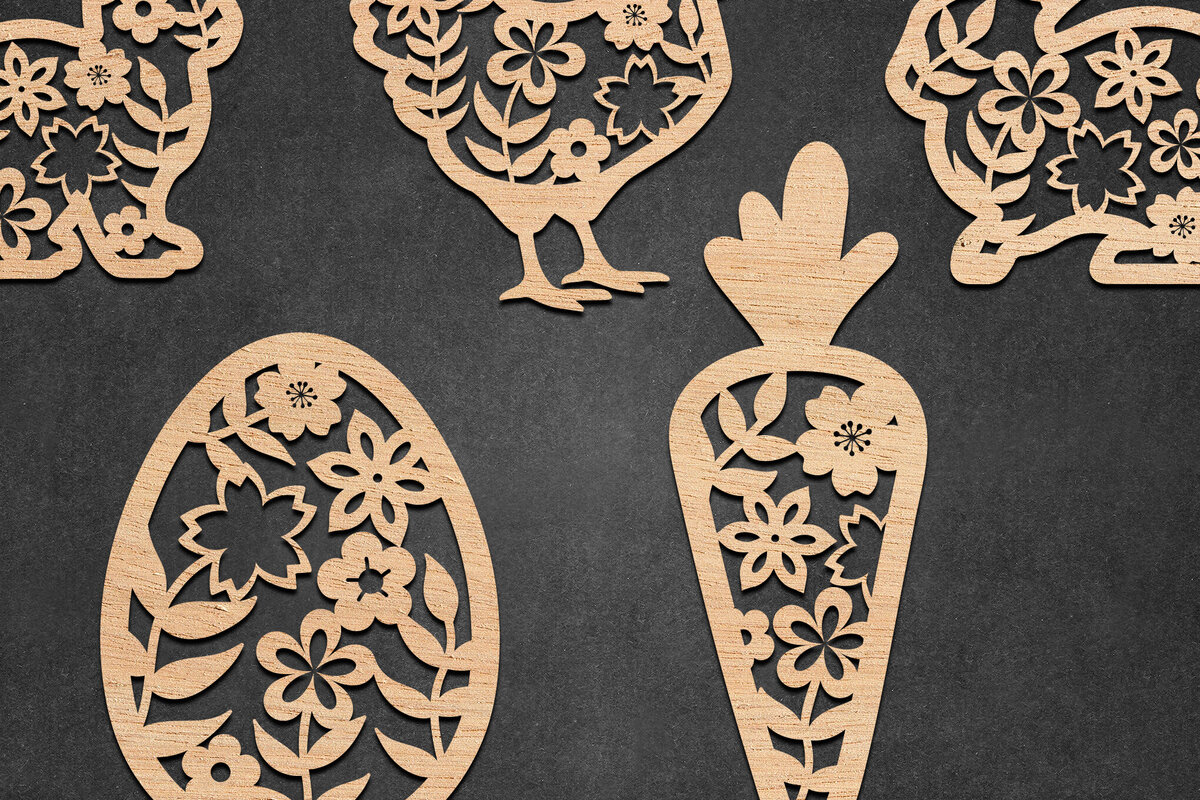 Intra απο ξύλο plywood 3mm-4mm πάχος - Πασχαλινό λουλουδάτο δέμα κοπής με λέιζερ Δίασταση 30x20 cm INTRAFABR-115888077