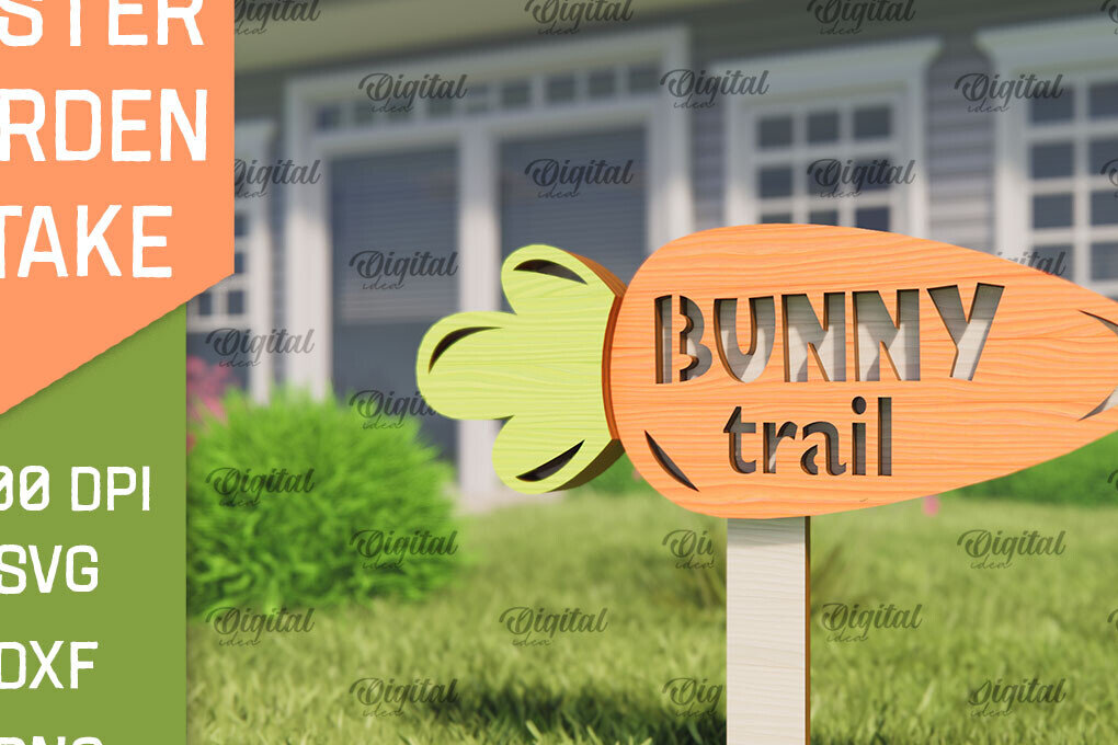 Σετ των 2 Intra απο ξύλο plywood 3mm-4mm πάχος - Πασχαλινό πάσσαλο Κήπο με λέιζερ. Υπογράψτε  Δίασταση 15x15 cm INTRAFABR-91424781