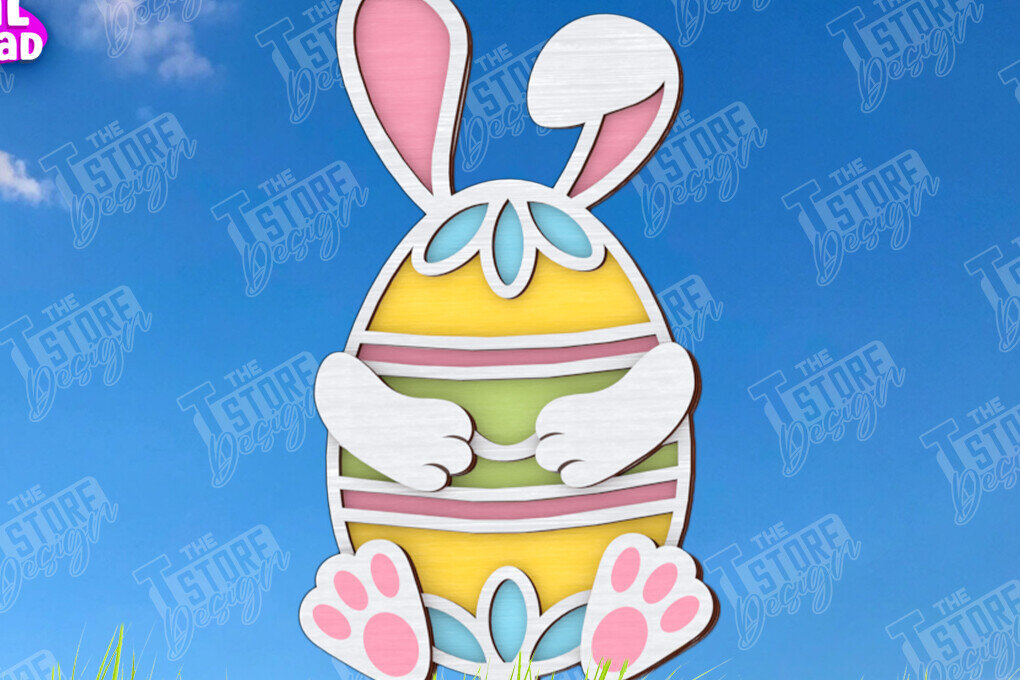 Σετ των 2 Intra απο ξύλο plywood 3mm-4mm πάχος - Πασχαλιές στον κήπο του Πάσχα | Διακόσμηση Κήπου Δίασταση 15x15 cm INTRAFABR-117956598