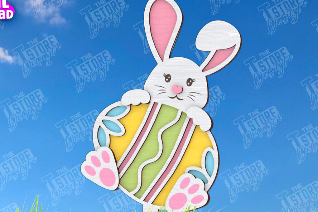 Σετ των 2 Intra απο ξύλο plywood 3mm-4mm πάχος - Πασχαλιές στον κήπο του Πάσχα | Διακόσμηση Κήπου Δίασταση 15x15 cm INTRAFABR-117956603