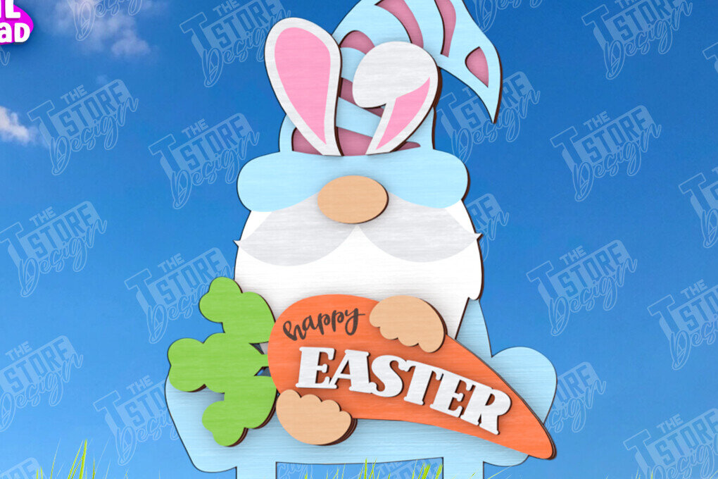 Σετ των 2 Intra απο ξύλο plywood 3mm-4mm πάχος - Πασχαλιές στον κήπο του Πάσχα | Διακόσμηση Κήπου Δίασταση 15x15 cm INTRAFABR-118344224