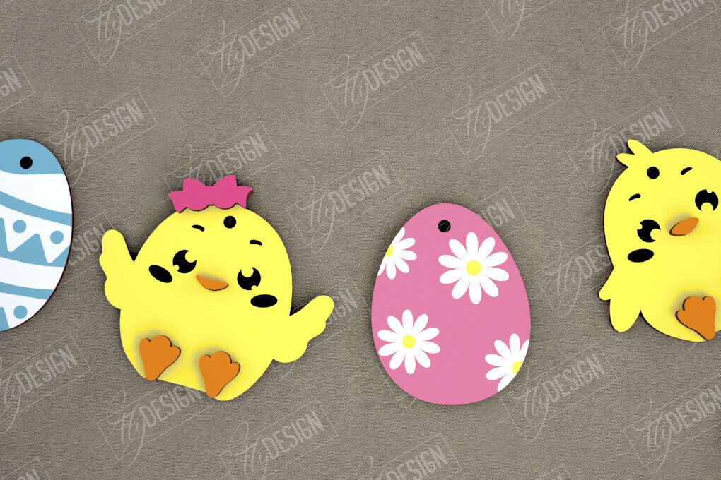 Σετ των 2 Intra απο ξύλο plywood 3mm-4mm πάχος - Πασχαλινή γιρλάντα | Πασχαλινό Πανό | CNC Δίασταση 15x15 cm INTRAFABR-118281335