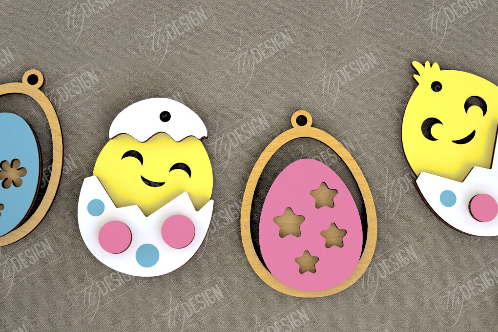 Σετ των 2 Intra απο ξύλο plywood 3mm-4mm πάχος - Πασχαλινή γιρλάντα | Πασχαλινό Πανό | CNC Δίασταση 15x15 cm INTRAFABR-118281337