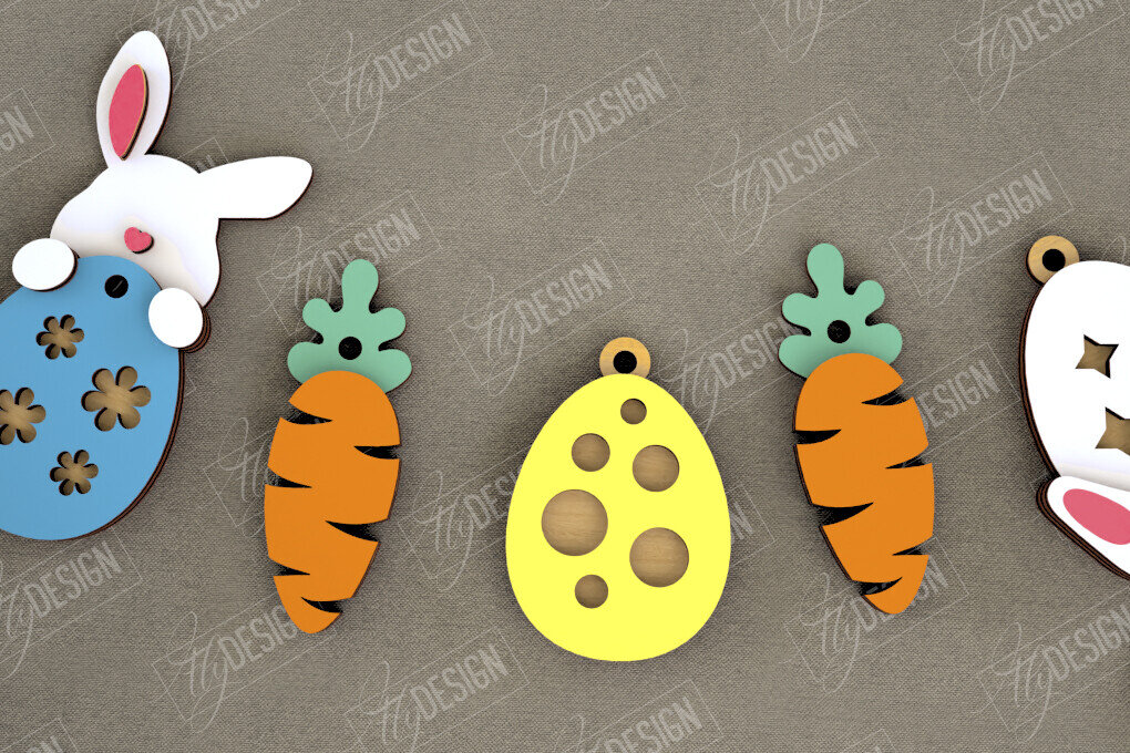 Σετ των 2 Intra απο ξύλο plywood 3mm-4mm πάχος - Πασχαλινή γιρλάντα | Πασχαλινό Πανό | Αργία Δίασταση 15x15 cm INTRAFABR-117878215