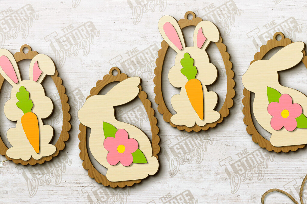 Σετ των 2 Intra απο ξύλο plywood 3mm-4mm πάχος - Πασχαλινή γιρλάντα | Πασχαλινό Πανό | Διακοπές Δίασταση 15x15 cm INTRAFABR-117480369