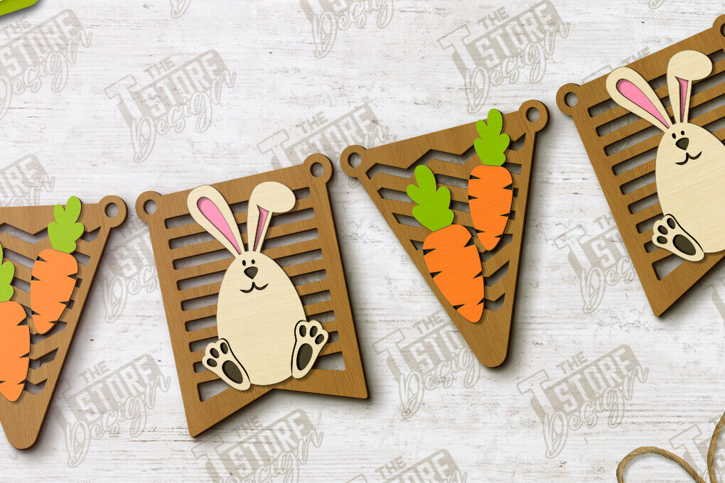 Σετ των 2 Intra απο ξύλο plywood 3mm-4mm πάχος - Πασχαλινή γιρλάντα | Πασχαλινό Πανό | Διακοπές Δίασταση 15x15 cm INTRAFABR-117480343