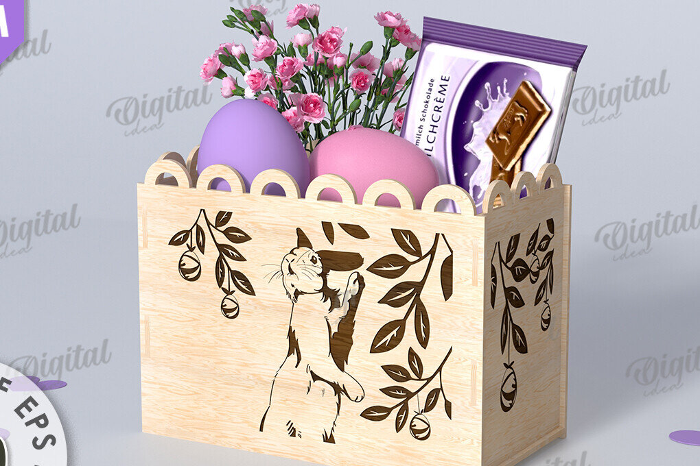 Intra απο ξύλο plywood 3mm-4mm πάχος - Πασχαλινό κουτί δώρου Laser cut. Κουτί λιχουδιών Δίασταση 15x15 cm INTRAFABR-116706563