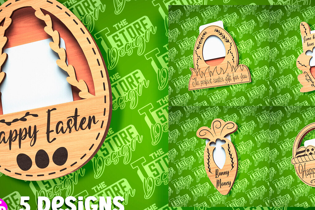 Σετ των 2 Intra απο ξύλο plywood 3mm-4mm πάχος - Θήκη Πασχαλινής Δωροκάρτας Laser Cut | CNC Δίασταση 15x15 cm INTRAFABR-89113663