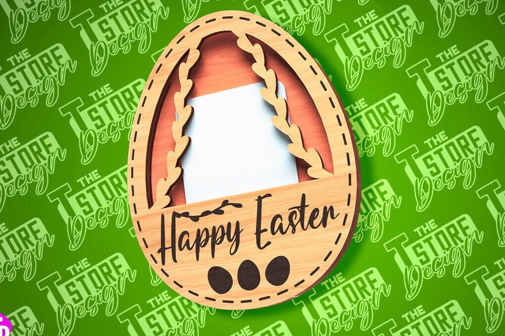 Σετ των 2 Intra απο ξύλο plywood 3mm-4mm πάχος - Θήκη Πασχαλινής Δωροκάρτας Laser Cut | CNC Δίασταση 15x15 cm INTRAFABR-89113637