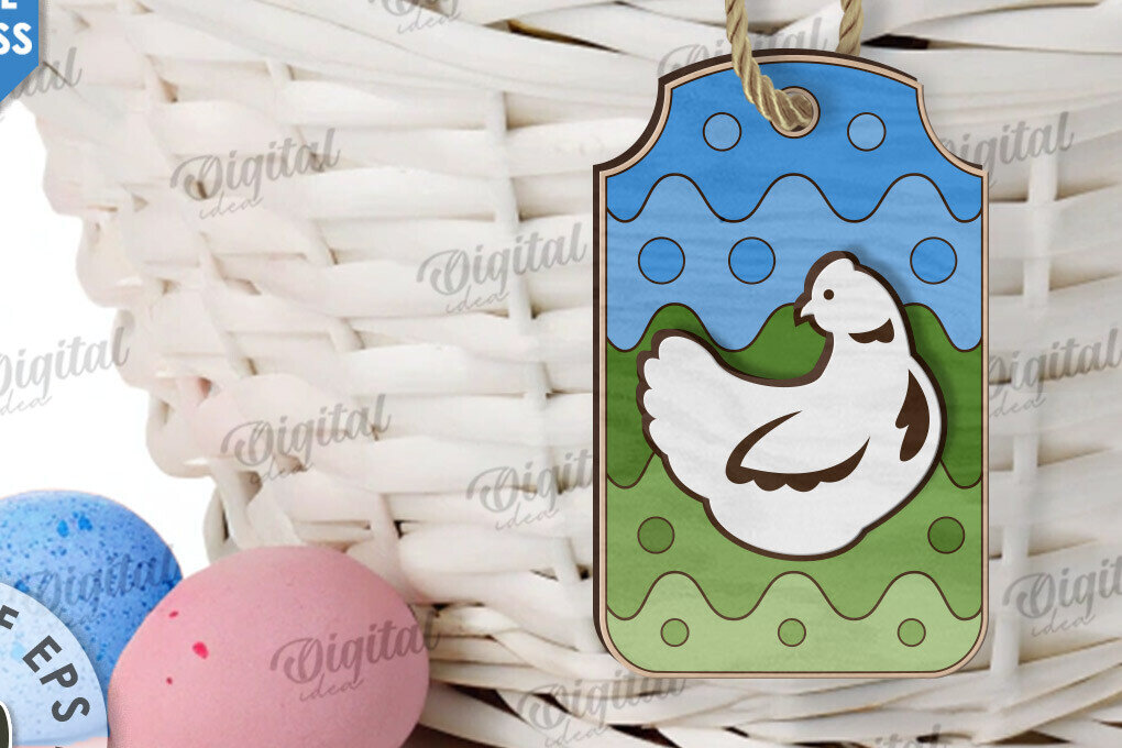 Σετ των 2 Intra απο ξύλο plywood 3mm-4mm πάχος - Ετικέτα δώρου Πάσχα LaserCut. Ετικέτα καλαθιού  Δίασταση 15x15 cm INTRAFABR-118155720