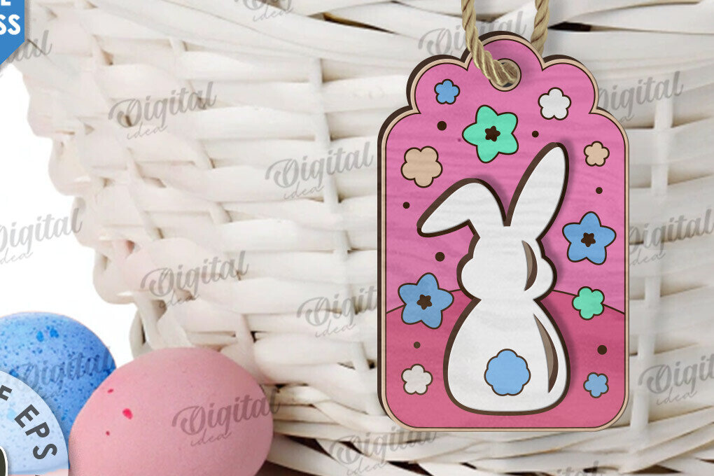 Intra απο ξύλο plywood 3mm-4mm πάχος - Ετικέτα δώρου Πάσχα LaserCut. Ετικέτα καλαθιού  Δίασταση 15x15 cm INTRAFABR-118155822