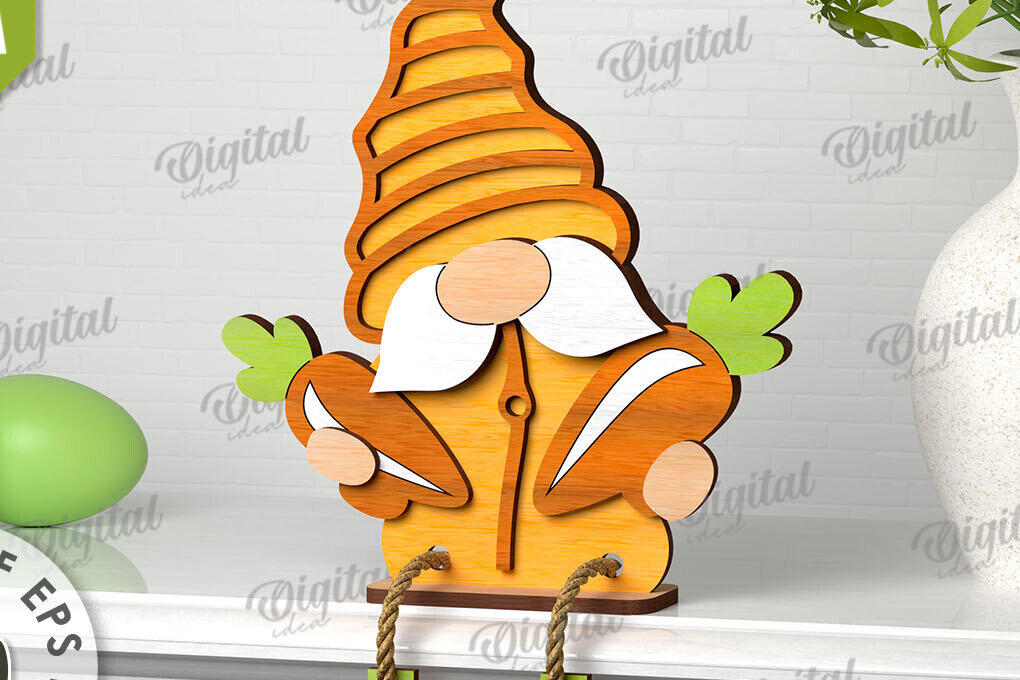Σετ των 2 Intra απο ξύλο plywood 3mm-4mm πάχος -  Easter Gnome. 3D Πασχαλινό Gnome Δίασταση 15x15 cm INTRAFABR-115403615