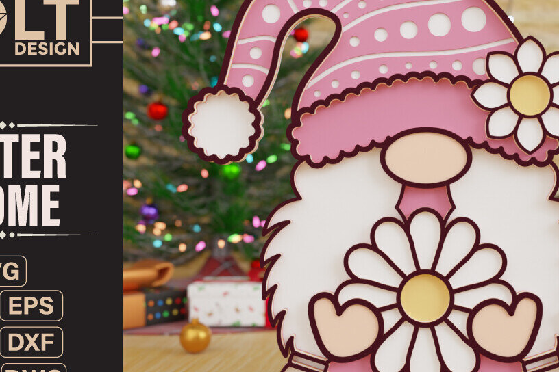 Σετ των 2 Intra απο ξύλο plywood 3mm-4mm πάχος - Πασχαλινό Gnome Κοπή Laser  Δίασταση 20x25 cm INTRAFABR-91607412