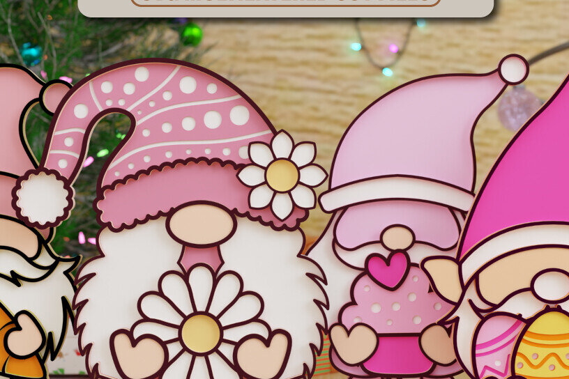 Σετ των 2 Intra απο ξύλο plywood 3mm-4mm πάχος - ΔΕΣΜΗ  κοπής με λέιζερ Easter Gnome Δίασταση 20x25 cm INTRAFABR-91607513