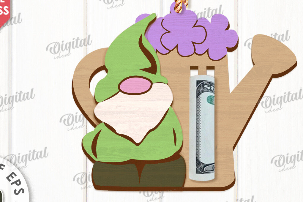 Σετ των 2 Intra απο ξύλο plywood 3mm-4mm πάχος - Πασχαλινό Gnome Money Holder Cut Laser Δίασταση 15x15 cm INTRAFABR-118030700